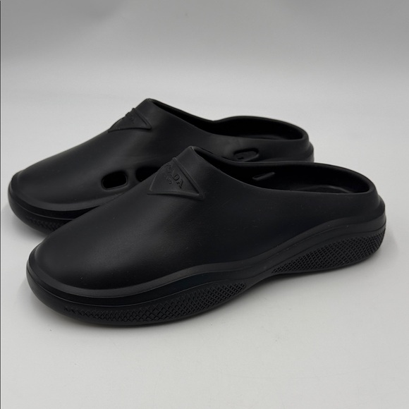 Prada Shoes - Prada Rubber Black Slip-On Clogs